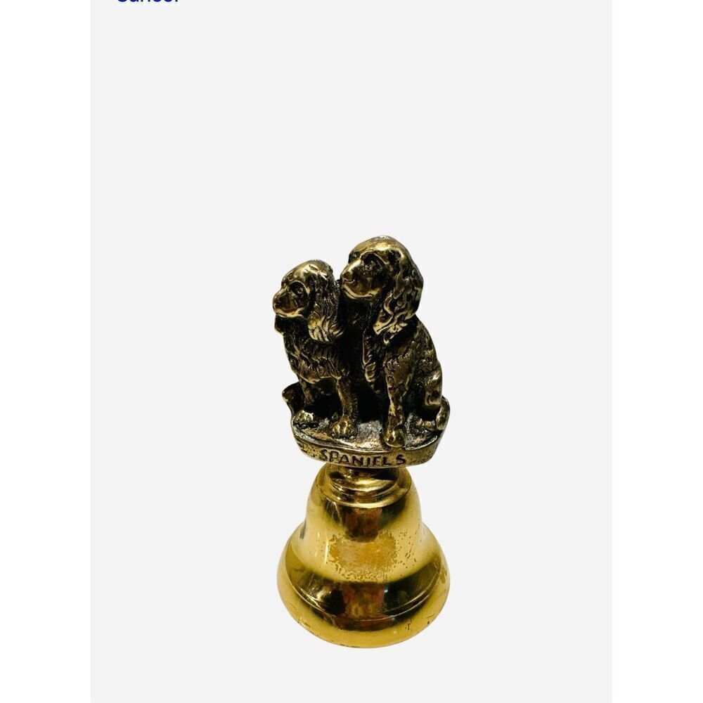 Vintage 1940 England House of Goebet Brass Spaniel Dogs Bell